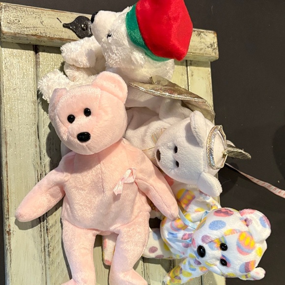 Ty Stuffed Animals Set - White, Cream, Multicolor, Pink TY and Beanie - Picture 3 of 3